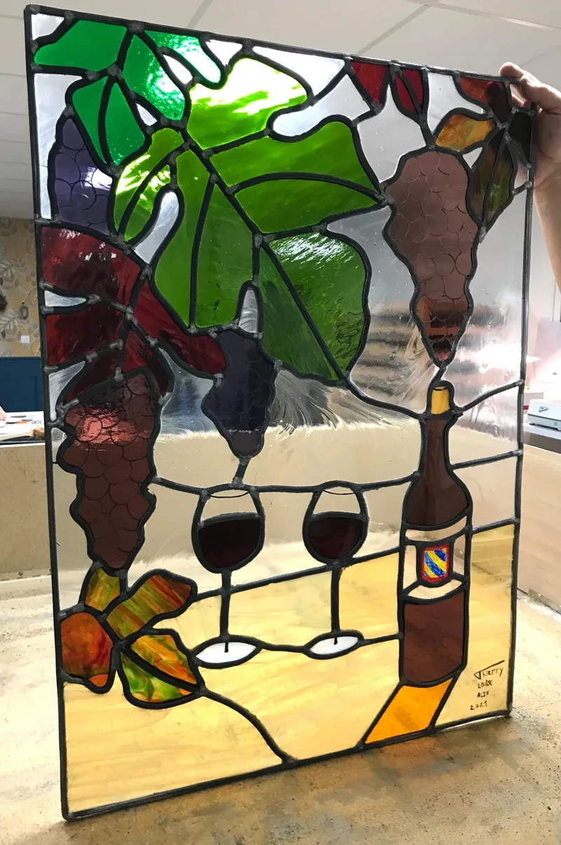 Vitrail au plomb vigne